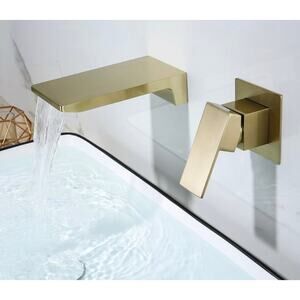 3 Waterfall Wall Mounted Brushed Gold Matte Black Bathroom Faucet Single Handle